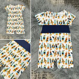 Lucky Jade White Rockets Short Sleeve Bodysuit Size 3-6 Months NWT